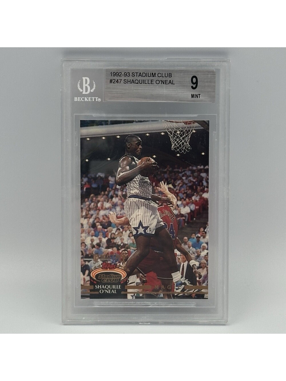 Shaquille O’Neal Rookie Card 1992-93 Topps Stadium Club #247 BGS 9 Orlando Magic